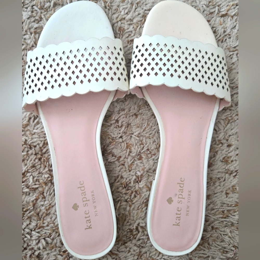 Kate Spade White Sandals with Perforated Design